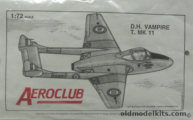 Aeroclub 1/72 D.H. Vampire T. Mk 11 Trainer - Bagged plastic model kit